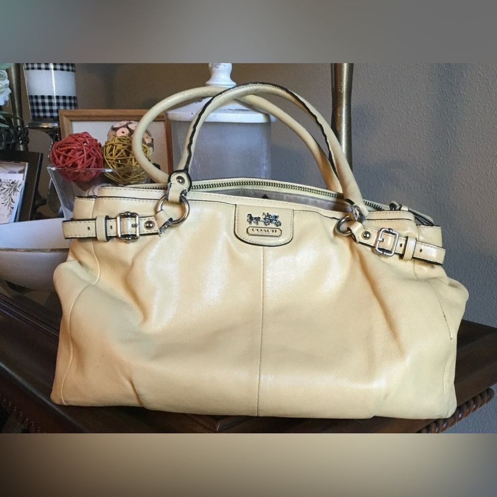 Coach Madison Kara Canary Yellow Leather Shoulder Bag